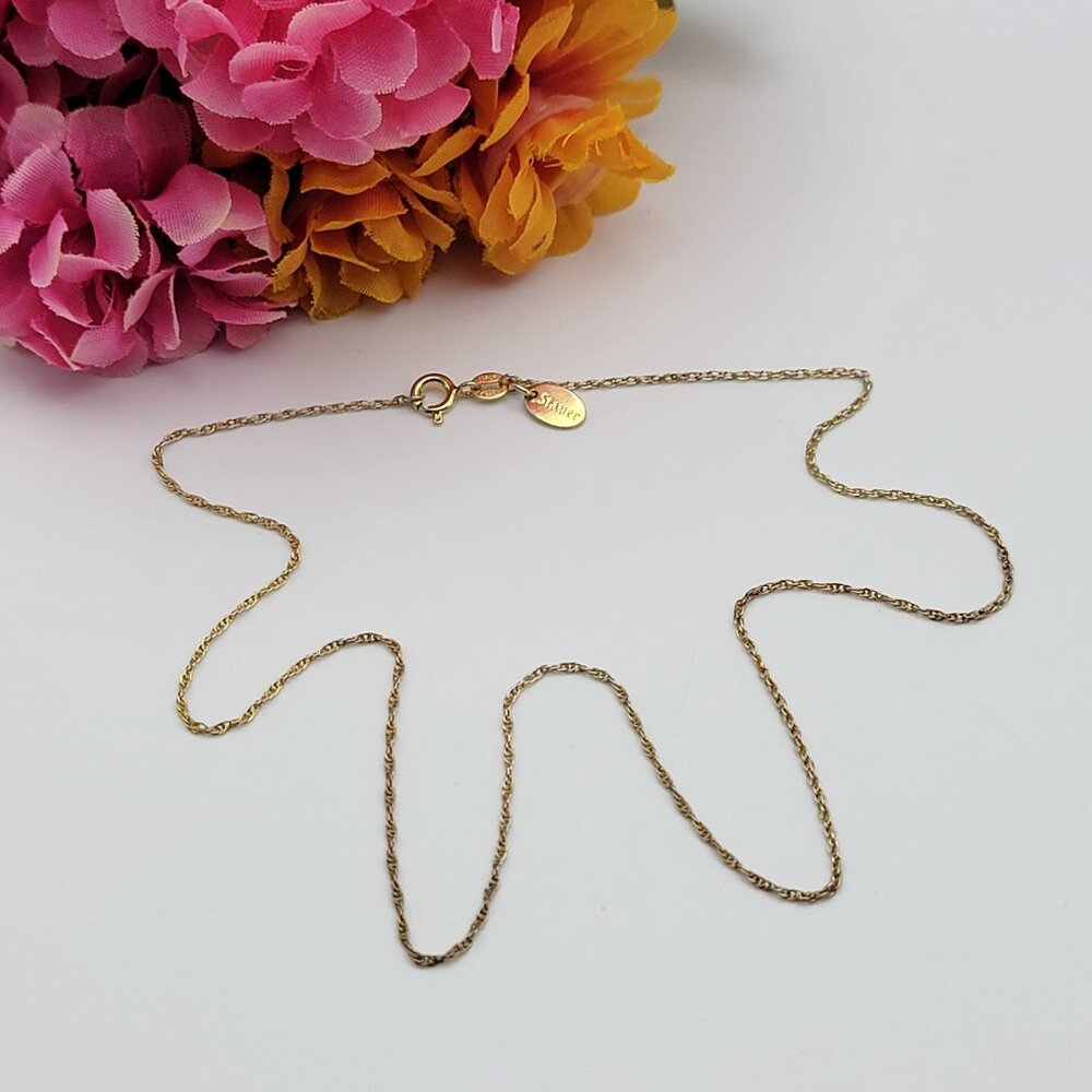 Vtg. Signed Stauer Italy 925 Sterling Silver / Gold Vermeil Chain Necklace 18"